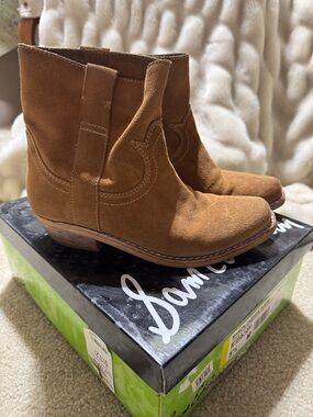 Sam Edelman Tan Suede Western Ankle Booties